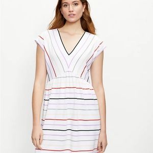 Striped V-Neck Swing Dress